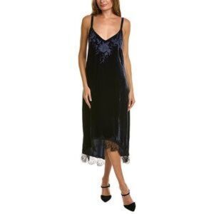 Johnny Was Velvet Gaze Slip Dress in Sapphire Blue Large Lace Romantic